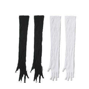 Gants de robe de mariée <span class=keywords><strong>en</strong></span> résille avec nœud moufles élastiques <span class=keywords><strong>en</strong></span> dentelle ajourée pour les cérémonies et les fêtes <span class=keywords><strong>en</strong></span> plein air d'été et d'hiver - Product Image 6