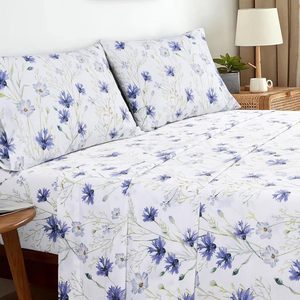 100% cotton kỹ thuật số phản ứng in tờ thiết lập sang trọng hoa in Đặt cược tờ đặt tấm Ga Trải Giường Bông thiết lập in màu tím - Product Image 3
