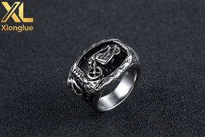 Anillos de Acero Inoxidable al por Mayor, Estilo Punk Biker Europeo Americano, Diseño de Calavera Natural, Retro, Personalizados, para Fiestas y Aniversarios - Product Image 3