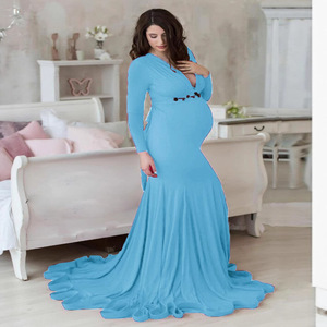 Robes de maternité sexy pour séance photo, longues robes de grossesse pour baby shower, jolies robes à volants pour femmes enceintes, accessoires photo - Product Image 5