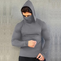Sweat à capuche à manches longues avec masque intégré pour homme, protection UV, idéal pour l'escalade, la course, la gym, l'entraînement et la pêche, personnalisable avec logo OEM