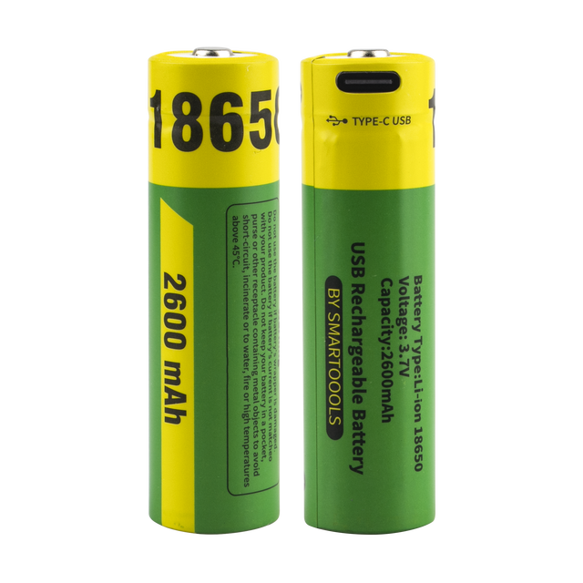 TYPE-C Port USB Rechargeable 18650 3.7V 2600mAh Lithium-ion Battery with Type-C USB Charging Cable