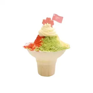 Benutzer definierte Smog-Effekt klare Eiscreme Joghurt Boba Behälter Großhandel Haustier Kunststoff Dessert Blume geformte Tasse mit Blumen deckel