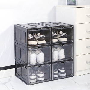 Nhựa rõ ràng Giày trường hợp thời trang <span class=keywords><strong>Stackable</strong></span> trắng/đen hộp giày nhựa trong suốt hộp giày organizador de zapatos - Product Image 1