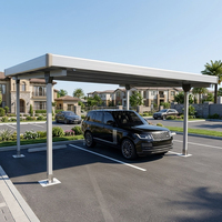 Abri solaire pour deux voitures, structure en aluminium haute durabilité, garage à panneaux solaires pour le stationnement domestique et la production d'énergie