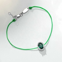 Bracelet d'amitié personnalisé en argent 925 ovale avec zircon rouge, rubis bleu vert, réglable, simple, chaîne de main, bracelet en corde pour fille