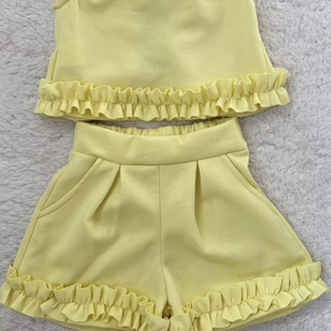 ชุดเด็กผู้หญิงแขนสั้นสีเหลืองล้วน GSSO3640 รุ่น Custom Little Active Girl ขายส่งชุดเด็ก - Product Image 1