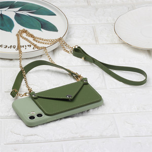 Étui de téléphone en cuir et silicone pour <span class=keywords><strong>iPhone</strong></span> <span class=keywords><strong>13</strong></span> 12 Pro, porte-cartes, sac à main, bracelet, étui de téléphone <span class=keywords><strong>avec</strong></span> cordon, chaîne bandoulière - Product Image 5