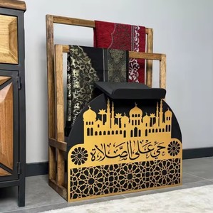 Support de tapis de prière doré élégant, organisateur moderne pour la décoration islamique de la maison, cadeau islamique pour la maison, étagère pour Coran et tapis - Product Image 3
