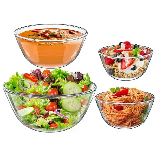 Mangkuk Pencampur Kaca Mangkuk Saji Salad untuk Memasak atau Sayuran dan Buah-buahan