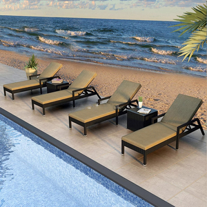 Chaise longue d'extérieur moderne pliable en rotin avec coussins pour salon, hôtels, piscines, balcon, détente et <span class=keywords><strong>bain</strong></span> <span class=keywords><strong>de</strong></span> <span class=keywords><strong>soleil</strong></span> - Product Image 2