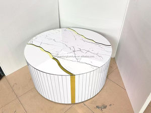 Lujosa mesa de centro Octagonal de estilo europeo moderno con espejo de madera maciza para sala de estar, estudio o decoración de entrada - Product Image 4