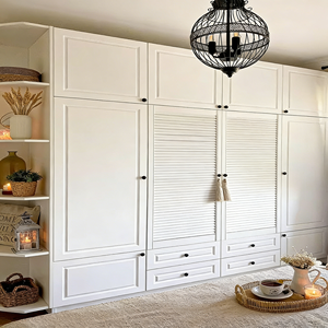 Armoires à portes à lattes Design esthétique et respirant Meubles de chambre à coucher Porte coulissante/à charnières en option - Product Image 5