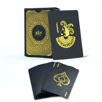 Kartu Poker Hitam dengan Cetakan Emas Kustom, Kertas Lapis Berkualitas Tinggi dengan Foil Emas, Sampel Gratis Tersedia