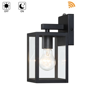 포토 센서 블랙 야외 랜턴 벽 조명 투명 유리 방수 농가 벽 마운트 램프 집 베란다 안뜰 차고 - Product Image 3