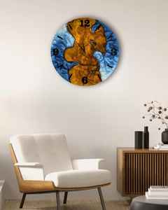 Reloj de Pared de Resina y Madera Hecho a Mano, Decorativo, Elegante, Duradero, Funcional y Elegante, Perfecto para Sala de Estar o Dormitorio - Product Image 2