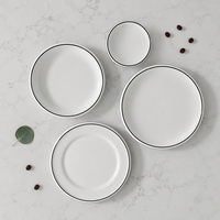 Service de table personnalisable de luxe en porcelaine fine, vaisselle en porcelaine blanche, ensemble d'assiettes en céramique écologiques pour hôtels et salons de thé