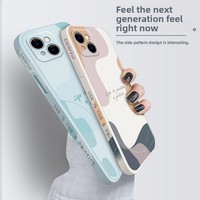 Coque de téléphone portable antichoc en silicone liquide personnalisable, design abstrait color-block, style Ins, pour iPhone 13/13 Mini/Pro Max