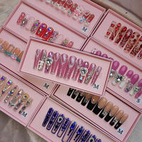 Ongles carrés en acrylique de luxe à presser avec colle et pointes en strass, logo personnalisé, excellent rapport qualité-prix, boîte de 10 pièces
