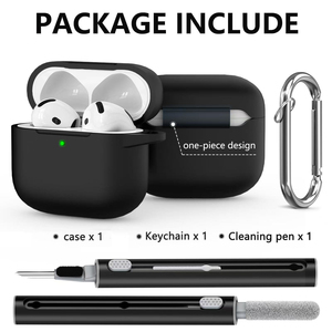 Étui <span class=keywords><strong>de</strong></span> protection en silicone pour <span class=keywords><strong>Airpods</strong></span> 4 <span class=keywords><strong>avec</strong></span> kit <span class=keywords><strong>de</strong></span> nettoyage, stylo et mousqueton anti-perte, compatible <span class=keywords><strong>avec</strong></span> les <span class=keywords><strong>Airpods</strong></span> Pro 3 et 2 - Product Image 6