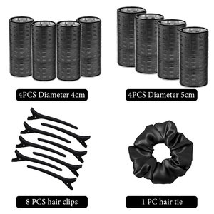 Lot de 17 <span class=keywords><strong>bigoudis</strong></span> professionnels en aluminium thermique avec <span class=keywords><strong>velcro</strong></span>, pinces de sectionnement et chouchous pour coiffure en salon - Product Image 6