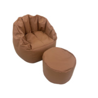 Fauteuil pouf en cuir PU imperméable, canapé paresseux enveloppant avec accoudoirs, siège pouf individuel d'intérieur pour la détente