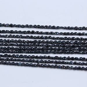 4-5 мм Окрашенный черный цвет барокко россыпью оптом пресноводный жемчуг в нитке ювелирные изделия - Product Image 2