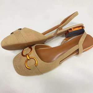 Sandales plates d'été pour femmes en daim respirant et antidérapant, style français Vachette, chaussures de bureau grandes tailles, fabrication OEM - Product Image 5