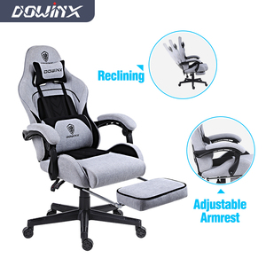 Sillas de Juego Grises para Adultos con Reposapiés, <span class=keywords><strong>Silla</strong></span> Gamer Ergonómica con Respaldo y Altura de Asiento Ajustables, <span class=keywords><strong>Silla</strong></span> para Computadora - Product Image 2