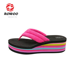 Tongs bon marché pour femmes personnalisées en usine sandales à talons hauts colorées à semelles compensées pour femmes Eva Beach - Product Image 4