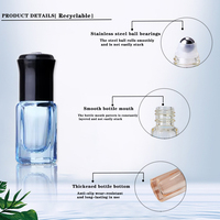 Nouveau produit 3ml 6ml 10ml 12ml Récipient d'huile essentielle couleur transparente rouleau sur bouteille en verre avec billes roulantes en acier inoxydable