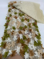 NI.AI Nouvelle Arrivée Broderie 3D Fleurs Paillettes Multicolore Fleur Imprimé Tissu Net Brodé Tulle Dentelle pour Robe LY6614