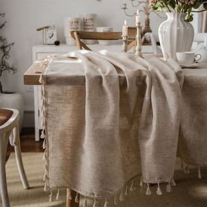 Hot Selling Tassels <b>Table</b> Cover <b>Linen</b> <b>Table</b> <b>Cloth</b> Classic Hotel Customizable 100% Ruffled Natural Easy Washed Home Solid Color - Product Image 4