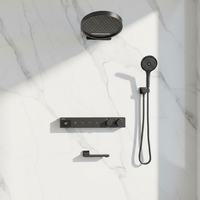 Ensemble de douche mural WEIHAO en laiton massif nickel brossé avec pommeau de pluie au plafond, douchette à main et bec de remplissage pour baignoire