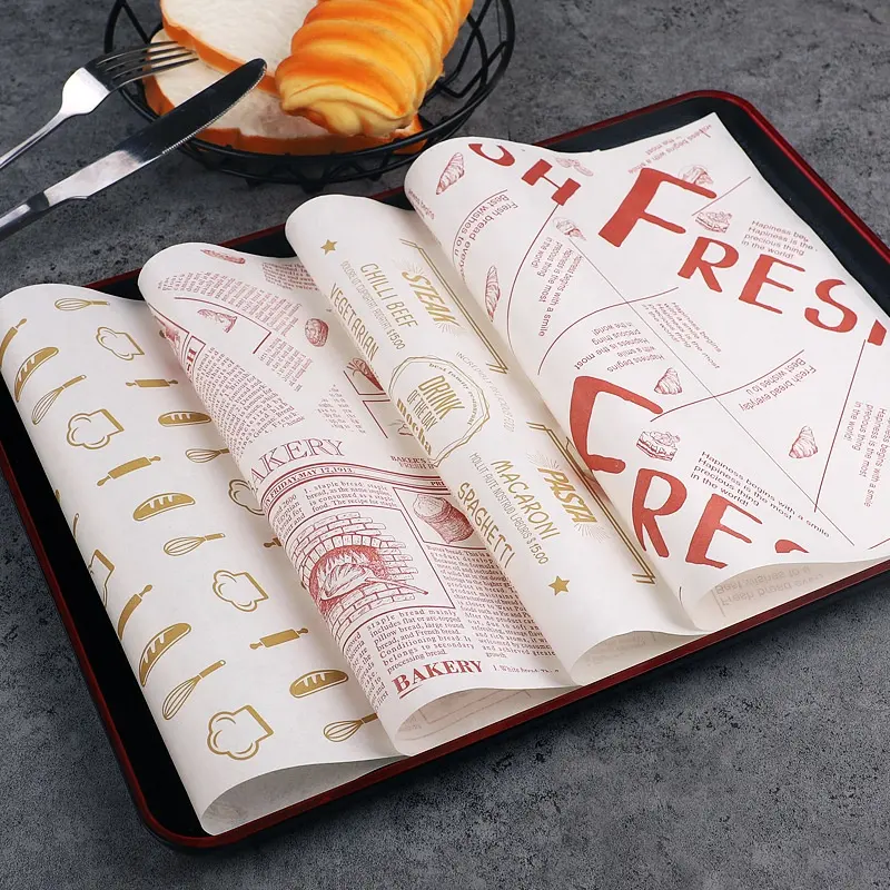 custom logo printed greaseproof oil greaseproof paper wax food wrapping paper