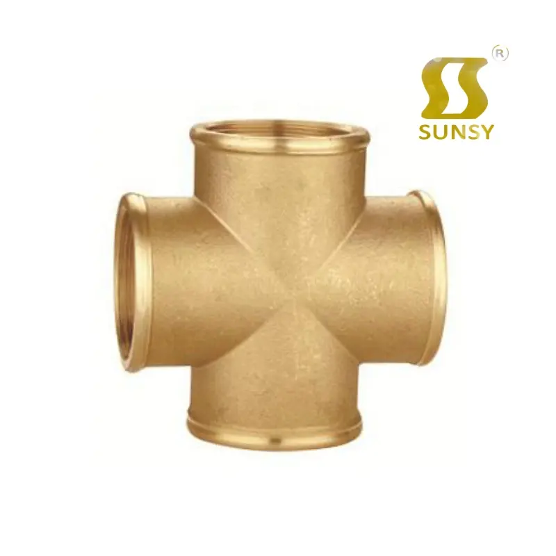 Yuhuan conector de tubulação em bronze forjado, fábrica sunsy conector de encaixe em cobre com 4 vias