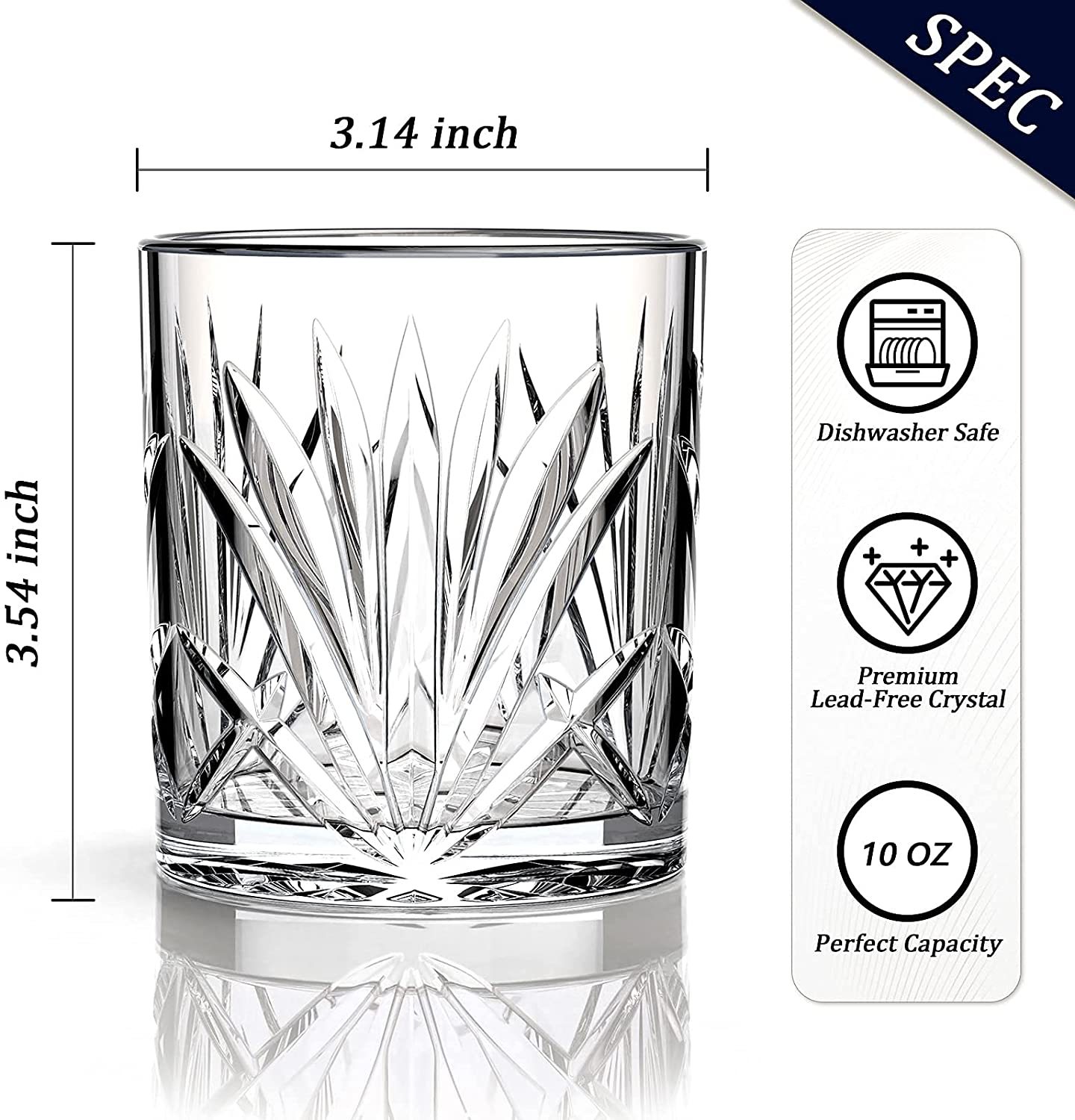 300ml Whiskey Glasses 10 oz  Lead-Free Crystal Clear Whiskey Glass