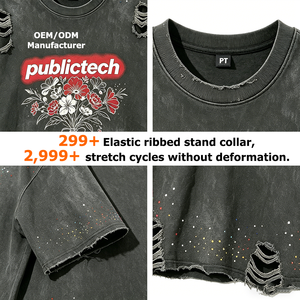 Custom Premium Acid <b>Wash</b> Distressed Graphic Unisex Oversized Digital Print 100% Cotton Men's T-Shirt with Rhinestone Embellish - Product Image 2