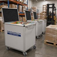 Chariot de transport de livres mobile personnalisé avec poignée en acier inoxydable, plateau en aluminium, capacité de 80 livres, roulettes verrouillables pour bibliothèque scolaire