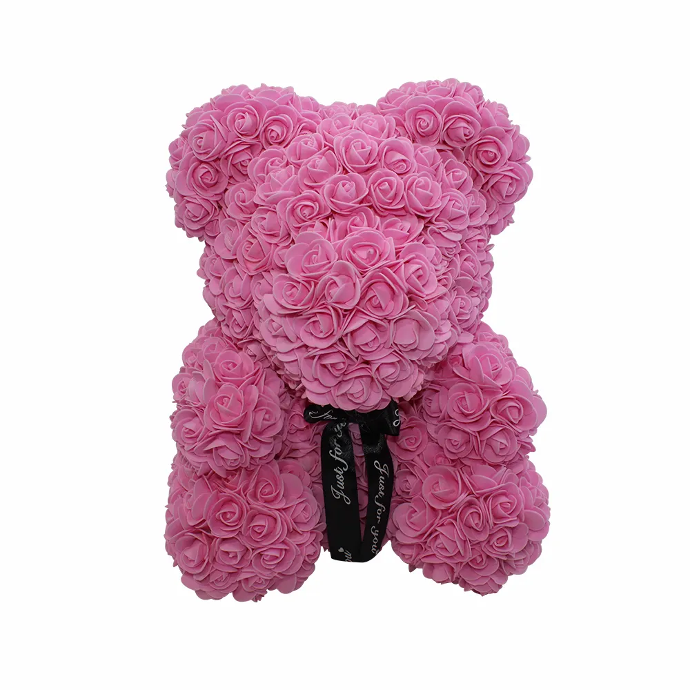 Hot Selling Custom 40cm 25cm Valentinstag Geschenk Pink Red Eternal Fake Foam Künstliche Blume Rose Bär In Box