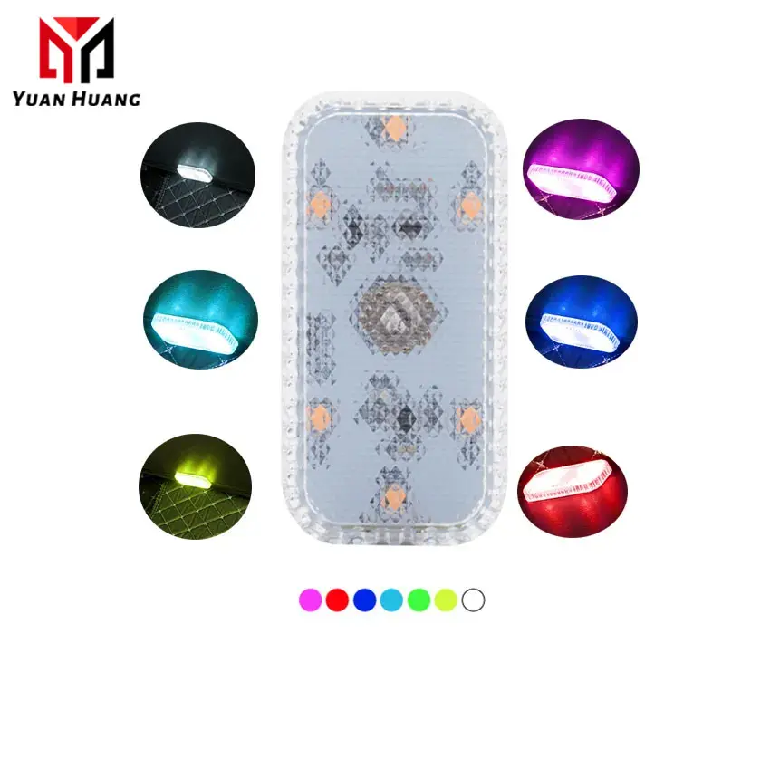 Car LED Light Interior Lighting Atmosphere Lamp Switch Touch Control Wireless Mini LED Foot Lights Blue for Armrest Box