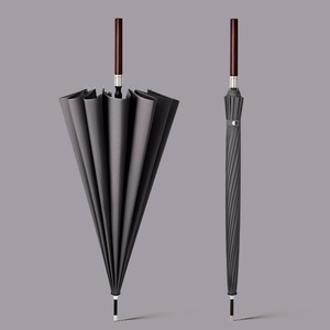 8K 16K 24K automático largo recto vid mango de madera mango paraguas Anti-viento tormenta negocios paraguas personalizado para lluvia - Product Image 2