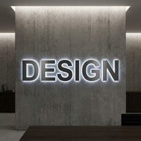 Enseigne LED rétroéclairée à effet halo de qualité supérieure, lettres 3D en acier inoxydable finition miroir pour les bureaux d'avocats et les salles d'accueil de consultances