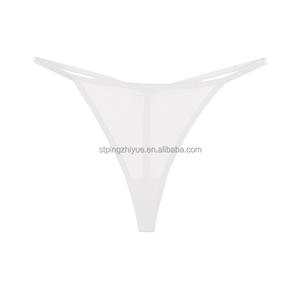 Tangas de seda helada de talle bajo para mujer al por mayor, cómodas, sin costuras, transpirables, de diseño liso para uso diario con logo en la cintura. - Product Image 6