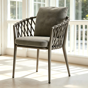 Hot Rope Rattan aluminum Waterproof Dinning <b>Chair</b> Patio Restaurant Aluminium <b>Stackable</b> Outdoor <b>Dining</b> <b>Chair</b> for Garden hotel - Product Image 2