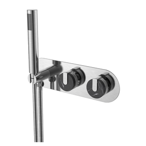Accessoires <span class=keywords><strong>de</strong></span> <span class=keywords><strong>salle</strong></span> <span class=keywords><strong>de</strong></span> <span class=keywords><strong>bain</strong></span> Ensemble <span class=keywords><strong>de</strong></span> pommeau <span class=keywords><strong>de</strong></span> douche <span class=keywords><strong>mural</strong></span> en granit noir à double poignée or rose brossé - Product Image 3