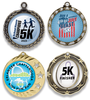 Médaille de récompense sportive transparente personnalisée avec logo, écologique, promotionnelle, durable, en métal, gravée au laser, impression UV, marque OEM