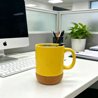 Mug en céramique avec fond en liège et couvercle, résistant à la chaleur, pour impression par sublimation, idéal pour un cadeau