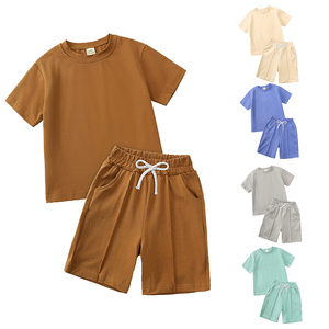 Conjunto de Verano de 2 Piezas para Niños Pequeños, Pantalones Cortos con Cordón de Ajuste, Tela de Algodón de Color Sólido, Personalizado - Product Image 2