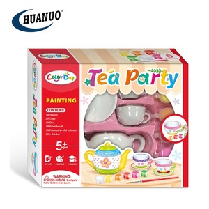 Niños DIY Hands-on Painted Tea Set Color Kit pintado a mano Juguete Pintura de cerámica <span class=keywords><strong>para</strong></span> niños Pintura - Product Image 6